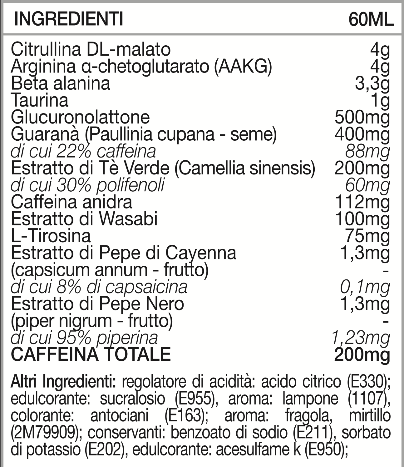 K7 Pre-Workout (60ml) Shot monodose Pre Alleanamento